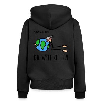 Natur Klima Klimaschutz Klimawandel Welt retten - Frauen Premium Bio Zip Hoodie - Schwarz - Hinten - Julia (174cm)