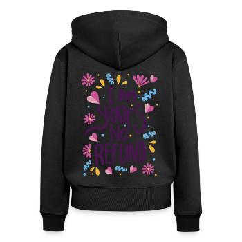 Je suis à vous Aucun remboursement - Sweat à capuche zippé Premium bio Femme - noir - Dos - Julia (174cm)