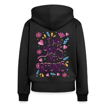 Je suis à vous, aucun remboursement - Sweat à capuche zippé Premium bio Femme - noir - Dos - Julia (174cm)