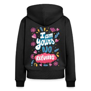 Je suis à toi, Pas de remboursement - Sweat à capuche zippé Premium bio Femme - noir - Dos - Julia (174cm)