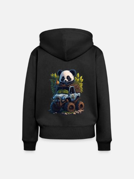 Panda Monstertruck - Frauen Premium Bio Zip Hoodie - Schwarz