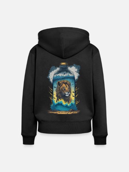 Löwe In Flasche - Frauen Premium Bio Zip Hoodie - Schwarz