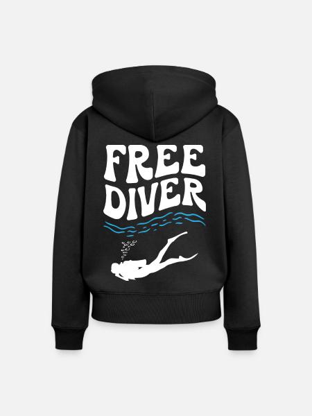 Free Diver - Frauen Premium Bio Zip Hoodie - Schwarz