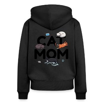 Chat Maman - Cat Cat Lady Mama Kitty Meow - Sweat à capuche zippé Premium bio Femme - noir - Dos - Julia (174cm)