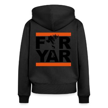 Färöer Logo - Frauen Premium Bio Zip Hoodie - Schwarz - Hinten - Julia (174cm)