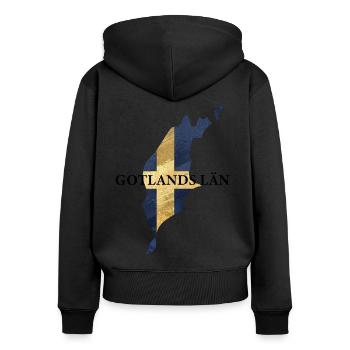 SCHWEDEN GOTLANDS LÄN - Frauen Premium Bio Zip Hoodie - Schwarz - Hinten - Julia (174cm)
