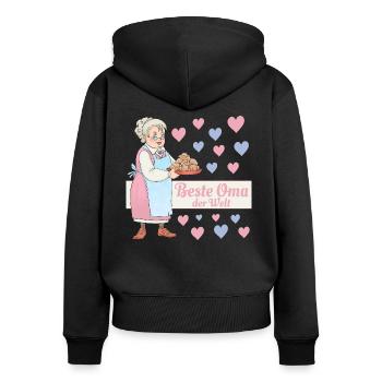 Beste Oma der Welt - Frauen Premium Bio Zip Hoodie - Schwarz - Hinten - Julia (174cm)