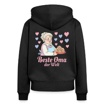 Meilleure grand-mère du monde - Sweat à capuche zippé Premium bio Femme - noir - Dos - Julia (174cm)