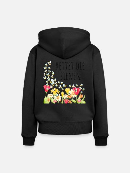 Rettet die Bienen - Frauen Premium Bio Zip Hoodie - Schwarz
