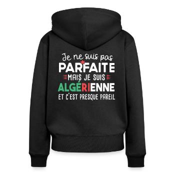 Algérienne femme. Algérie. Cadeau t-shirt pays - Sweat à capuche zippé Premium bio Femme - noir - Dos - Julia (174cm)