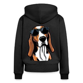 Australian Foxhound Wearing Sunglasses Canine Pets - Women's Premium Organic Zip Hoodie - black - Back - Julia (174cm)