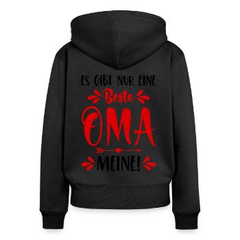 Es gibt nur eine beste Oma Meine! Spruch Enkel Omi - Frauen Premium Bio Zip Hoodie - Schwarz - Hinten - Julia (174cm)