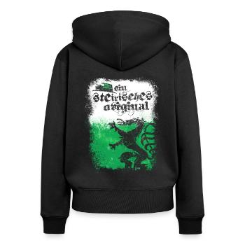 EIN STEIRISCHES ORIGINAL - STEIERMARK - GESCHENK - Frauen Premium Bio Zip Hoodie - Schwarz - Hinten - Julia (174cm)