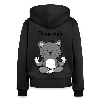 Ohmmm Une Méditation Chaton Chat Mignon Yoga - Sweat à capuche zippé Premium bio Femme - noir - Dos - Julia (174cm)