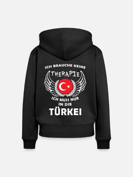 Therapie Türkei - Frauen Premium Bio Zip Hoodie - Schwarz