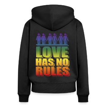 LGBT Liebe hat keine Regeln Schwule Lesben Hetero - Frauen Premium Bio Zip Hoodie - Schwarz - Hinten - Julia (174cm)