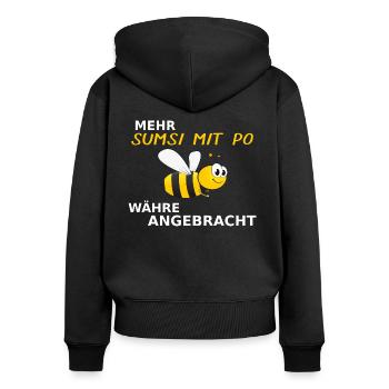 Lustiges Bienen Optimismus Sumsi mit Po Geschenk - Frauen Premium Bio Zip Hoodie - Schwarz - Hinten - Julia (174cm)
