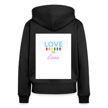 Love is Love - Frauen Premium Bio Zip Hoodie - Schwarz - Hinten - Julia (174cm)