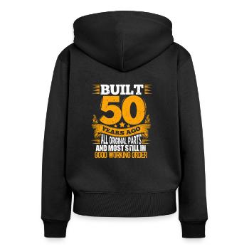 50th birthday - Women's Premium Organic Zip Hoodie - black - Back - Julia (174cm)
