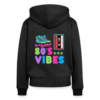 80er Jahre 80s Mottoparty 1980 Disco Geschenk - Frauen Premium Bio Zip Hoodie - Schwarz - Hinten - Julia (174cm)