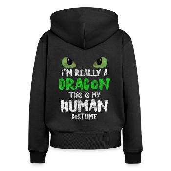 dragon - Sweat à capuche zippé Premium bio Femme - noir - Dos - Julia (174cm)