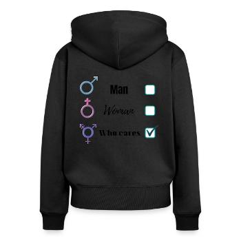 Clothing I am non-binary - Women's Premium Organic Zip Hoodie - black - Back - Julia (174cm)