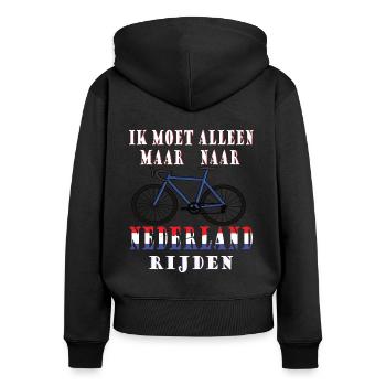 Radsport ich muss nur nach Holland Rad fahren - Frauen Premium Bio Zip Hoodie - Schwarz - Hinten - Julia (174cm)