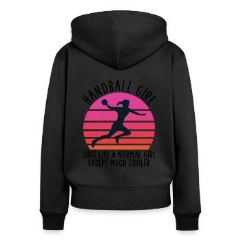 handball girl - Frauen Premium Bio Zip Hoodie - Schwarz - Hinten - Julia (174cm)