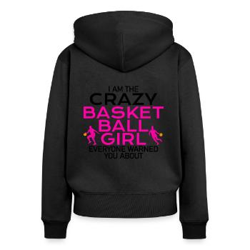 crazy basketball girl - Frauen Premium Bio Zip Hoodie - Schwarz - Hinten - Julia (174cm)