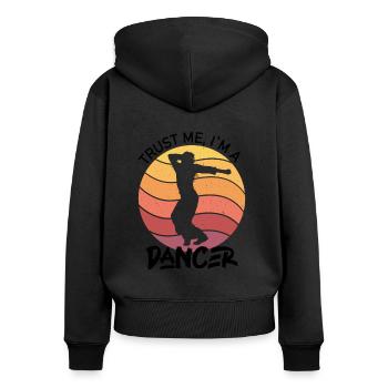 crois moi je suis danseur - Sweat à capuche zippé Premium bio Femme - noir - Dos - Julia (174cm)