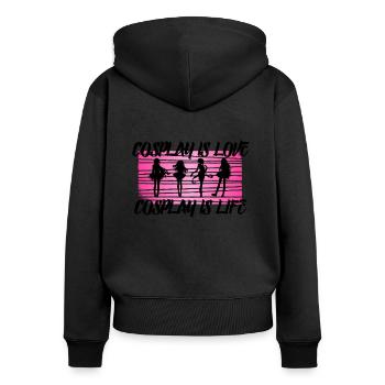 Le cosplay c'est l'amour Le cosplay c'est la vie - Sweat à capuche zippé Premium bio Femme - noir - Dos - Julia (174cm)