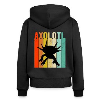 Axolotl Axolotls amphibies rétro cadeau - Sweat à capuche zippé Premium bio Femme - noir - Dos - Julia (174cm)