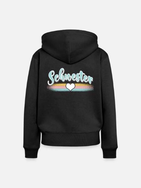 Schwester - Frauen Premium Bio Zip Hoodie - Schwarz