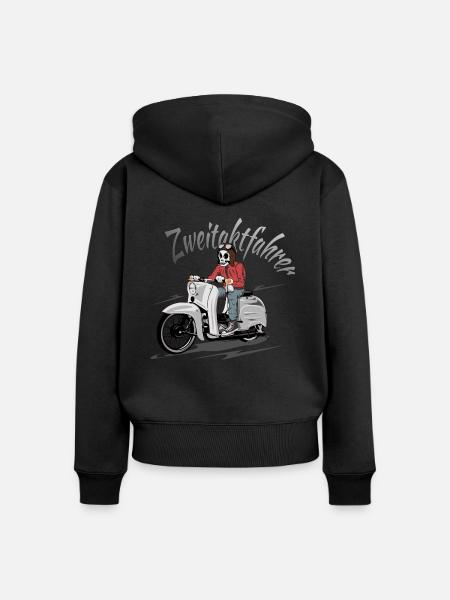 Simson Schwalbe Zweitaktfahrer - Frauen Premium Bio Zip Hoodie - Schwarz