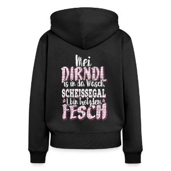 Mei Dirndl is in there lingerie Tracht Fun - Women's Premium Organic Zip Hoodie - black - Back - Julia (174cm)