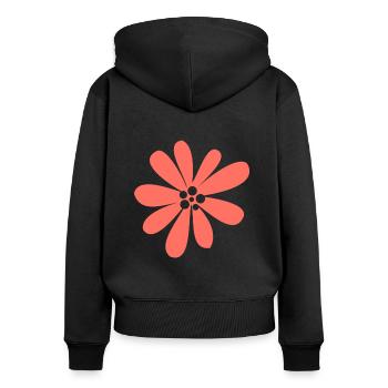 Blume - Frauen Premium Bio Zip Hoodie - Schwarz - Hinten - Julia (174cm)