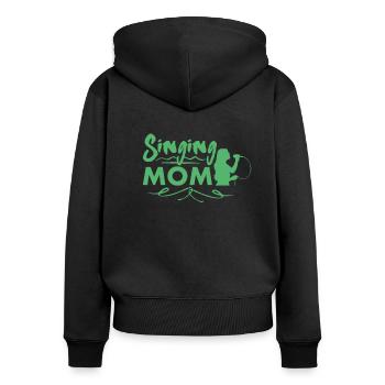 Singen - Frauen Premium Bio Zip Hoodie - Schwarz - Hinten - Julia (174cm)