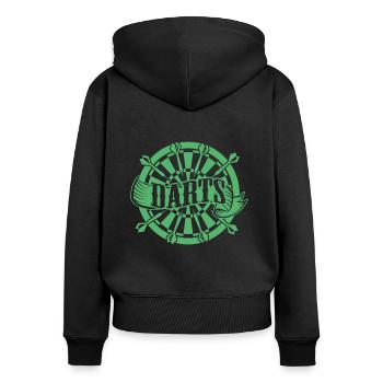 Dart - Frauen Premium Bio Zip Hoodie - Schwarz - Hinten - Julia (174cm)