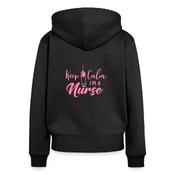 Krankenschwester - Frauen Premium Bio Zip Hoodie - Schwarz - Hinten - Julia (174cm)