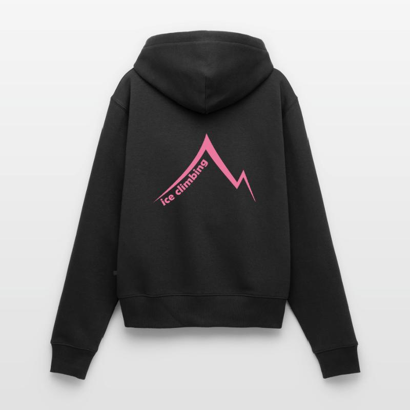 Eispickel Eisklettern Eiskletterer Eiswand Berg Frauen Premium Bio Zip Hoodie