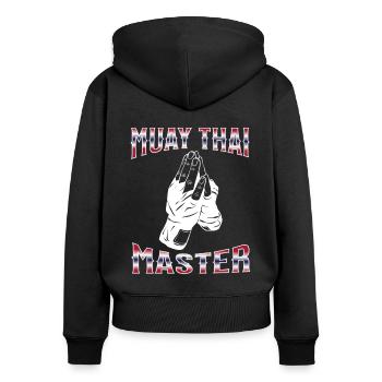 Muay Thai Boxing Muay Thai - Frauen Premium Bio Zip Hoodie - Schwarz - Hinten - Julia (174cm)
