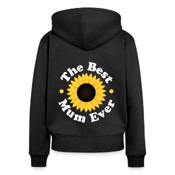 Meilleure maman de tous les temps Sunflower - Sweat à capuche zippé Premium bio Femme - noir - Dos - Julia (174cm)