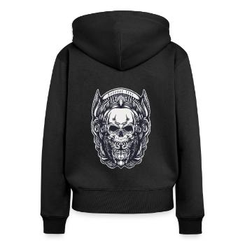 Forever free rebel skull pattern rocker biker - Women's Premium Organic Zip Hoodie - black - Back - Julia (174cm)