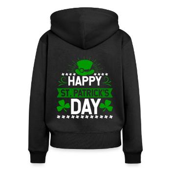 Happy St. Patrick's Day Feiertag Irland Geschenk - Frauen Premium Bio Zip Hoodie - Schwarz - Hinten - Julia (174cm)