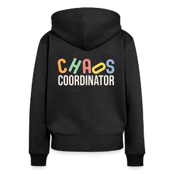 Coordinatrice du chaos des femmes - Sweat à capuche zippé Premium bio Femme - noir - Dos - Julia (174cm)