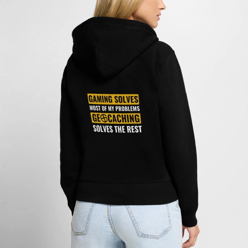 Geocaching solves my problems Funny geocacher Women's Premium Organic Zip Hoodie