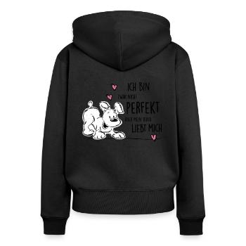 mein HUND liebt mich - Frauen Premium Bio Zip Hoodie - Schwarz - Hinten - Julia (174cm)