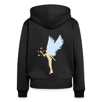 Angels with butterflies Christian gift - Women's Premium Organic Zip Hoodie - black - Back - Julia (174cm)