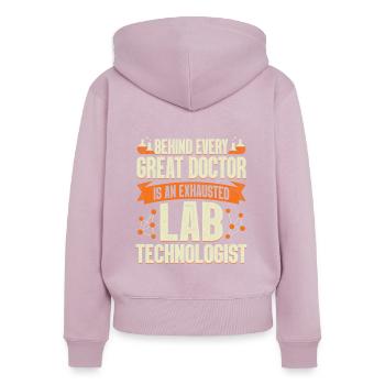 Technicien de laboratoire Profession Assistant de laboratoire Cadeau - Sweat à capuche zippé Premium bio Femme - rose poudré - Dos - Julia (174cm)