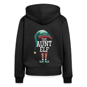 Die Tante Elfe Weihnachts Outfit Damen Frauen Aunt - Frauen Premium Bio Zip Hoodie - Schwarz - Hinten - Julia (174cm)